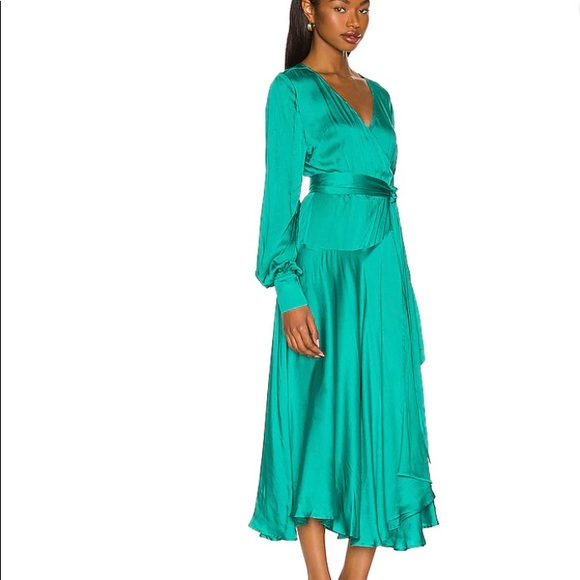 Karina Grimaldi Noelle Wrap Dress in Emerald - Picture 5 of 6